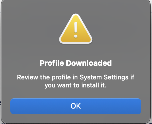 Prompt to review profile in Security settings