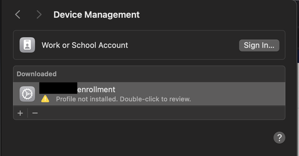 Pending MDM profile under Device Management setting