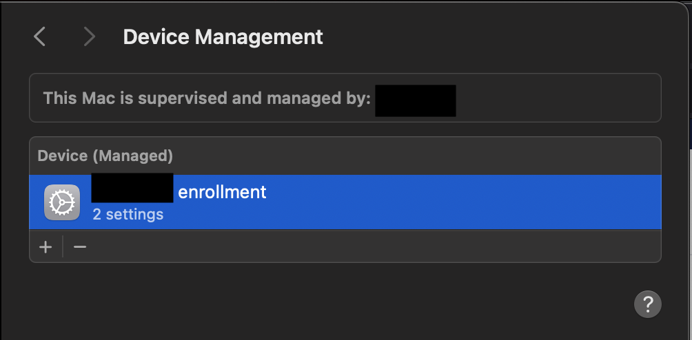 Profile under Device Management under settings applied